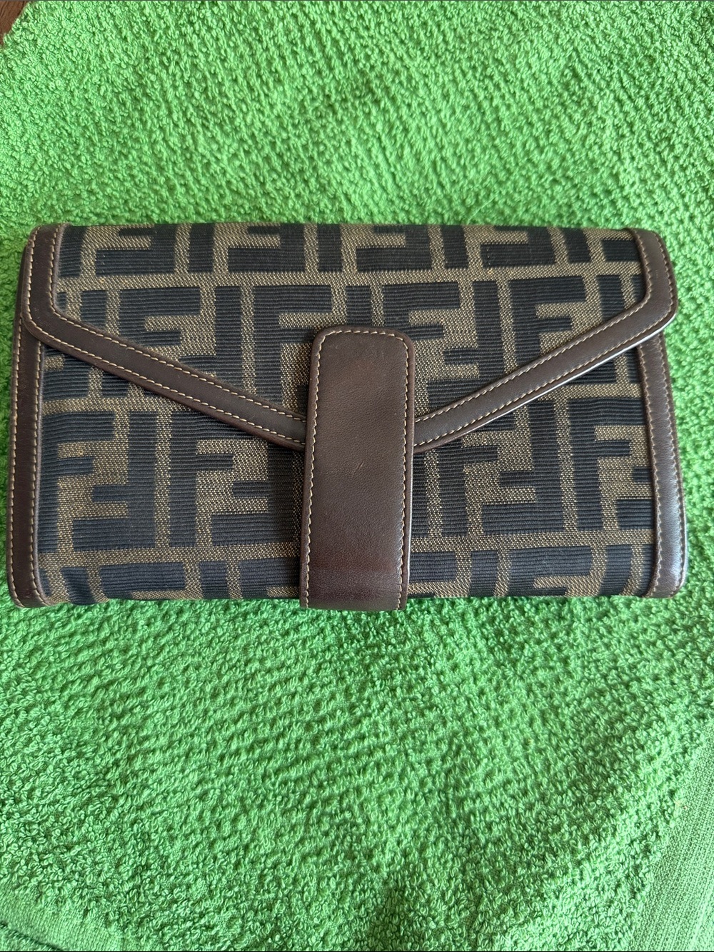 Fendi Brown Monogram Canvas Wallet Clutch